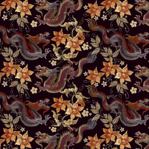 Haftuj smoki i kwiaty. Klasyczny haft azjatyckiego Styl Orientalny Tapeta
