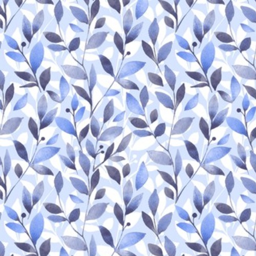 Kwiatowe, niebieskie liście. Akwarela kwiatowy Tapety Do sypialni Tapeta