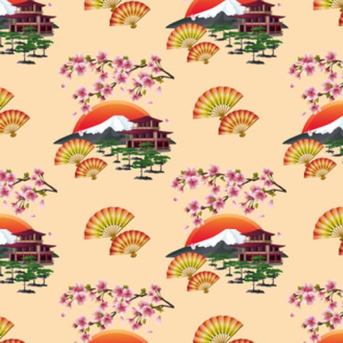 Piękny japoński z sakurą Styl Orientalny Tapeta