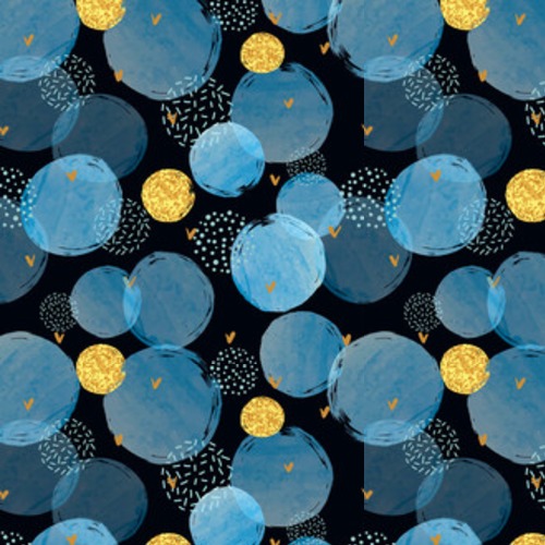 streszczenie usiane niebieskimi i złotymi kółkami na Tapety Do sypialni Tapeta
