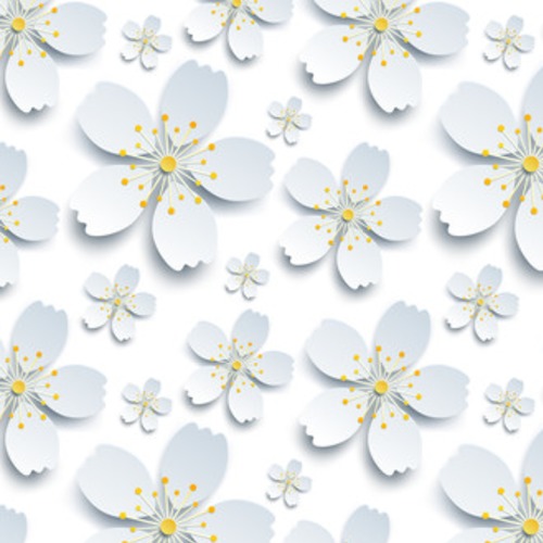 Stylowy z białymi kwiatami sakury Tapety Do jadalni Tapeta