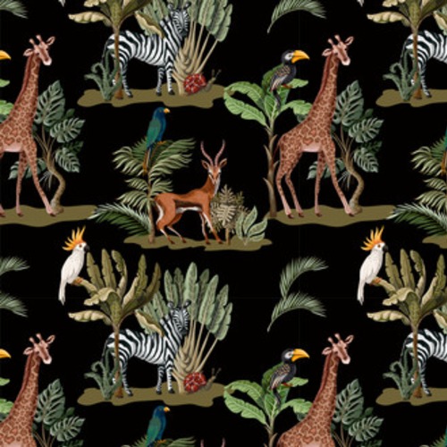 z egzotycznymi drzewami i zwierzętami. Tapeta w stylu Tapety Krajobrazy Tapeta