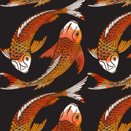 z ręcznie rysowane ryb Koi Styl Orientalny Tapeta