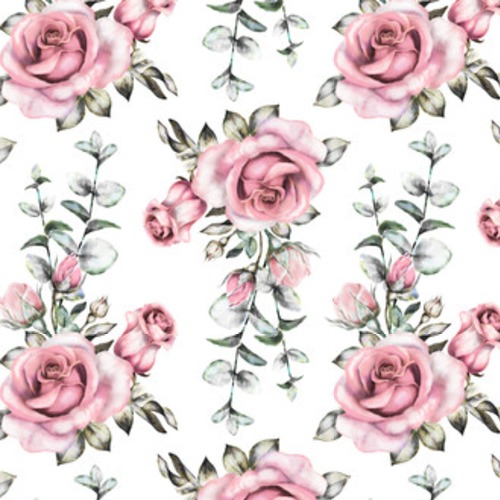 z różowymi kwiatami i liśćmi na białym, akwarelowo Tapety Do przedpokoju Tapeta