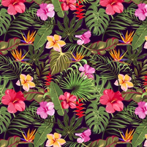 z tropikalnymi liśćmi i kwiatami Tapety Kwiaty Tapeta