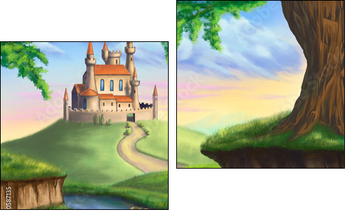 Bajkowy zamek z krainy fantazji
 - Obraz dwuczęściowy, Dyptyk
