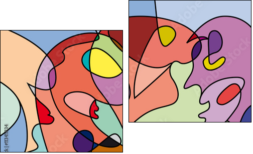 abstract people in confusion, colorful vector background - Obraz dwuczęściowy, Dyptyk