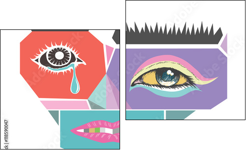 Abstract face design. Modern art vector illustration. Abstract face for Homeless Concepts. Abstract design exotic bohemian & boho style. - Obraz dwuczęściowy, Dyptyk