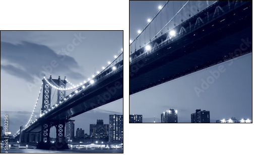 Manhattan Bridge and Manhattan skyline At Night - Obraz dwuczęściowy, Dyptyk