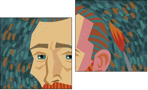 van gogh painter face drawing - Obraz dwuczęściowy, Dyptyk