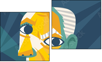 cubist portrait painting cartoon - Obraz dwuczęściowy, Dyptyk