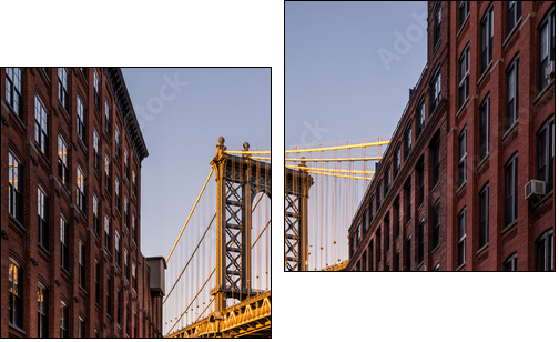 Manhattan Bridge viewed from Brooklyn street - Obraz dwuczęściowy, Dyptyk