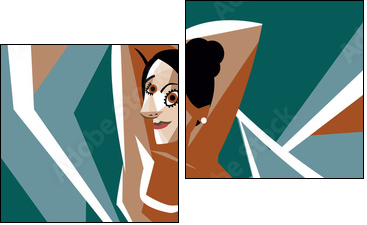 cubist woman painting - Obraz dwuczęściowy, Dyptyk