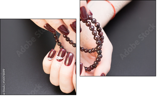 Natural nails, gel polish. Perfect clean manicure with zero cuticle. Nail art design for the fashion style. - Obraz dwuczęściowy, Dyptyk