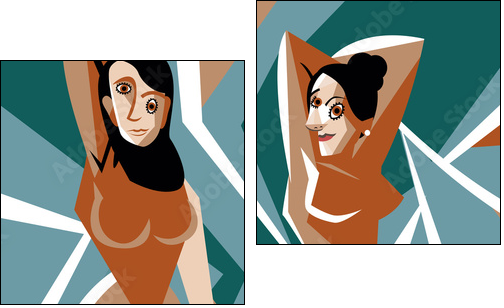cubist women painting - Obraz dwuczęściowy, Dyptyk