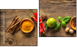 Various herbs and spices - Obraz dwuczęściowy, Dyptyk