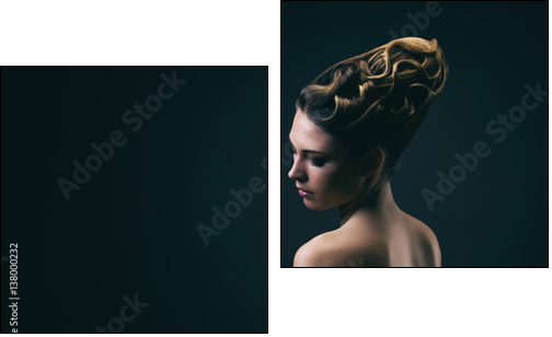 Portrait d'une jeune femme portant un chignon, de profil  - Obraz dwuczęściowy, Dyptyk