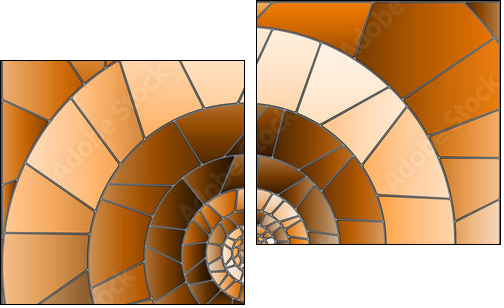 Abstract mosaic image,  tiles arranged in a spiral,brown tone, Sepia - Obraz dwuczęściowy, Dyptyk
