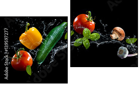 Vegetables water splash - Obraz dwuczęściowy, Dyptyk