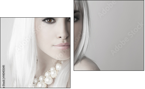 modern beauty with platinum blonde hair color - Obraz dwuczęściowy, Dyptyk