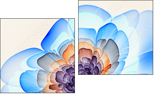 Fairy flower. Lily. 3D surreal illustration. Sacred geometry. Mysterious psychedelic relaxation pattern. Fractal abstract texture. Digital artwork graphic astrology magic - Obraz dwuczęściowy, Dyptyk
