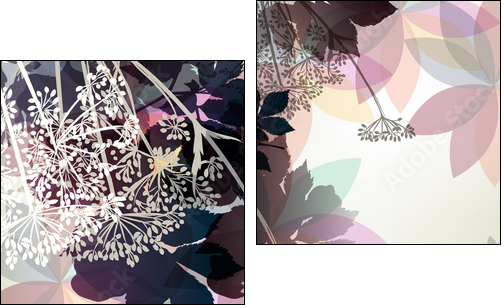Floral background in pastel colors and spring plants - Obraz dwuczęściowy, Dyptyk