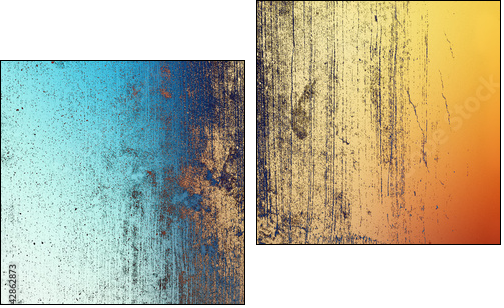 Blue and orange abstract background illustration - Obraz dwuczęściowy, Dyptyk