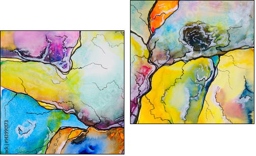 An abstract watercolour painting, suggestive of a map.  - Obraz dwuczęściowy, Dyptyk