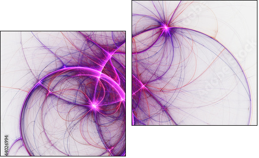 Purple fractal swirly pattern, digital artwork for creative graphic design - Obraz dwuczęściowy, Dyptyk