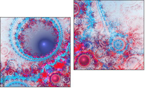 Red and blue fractal texture, digital artwork for creative graphic design - Obraz dwuczęściowy, Dyptyk
