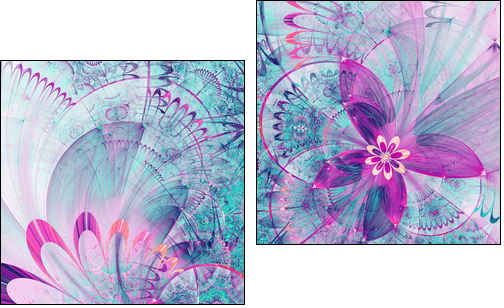 Vivid colorful fractal flowers, digital artwork for creative graphic design - Obraz dwuczęściowy, Dyptyk