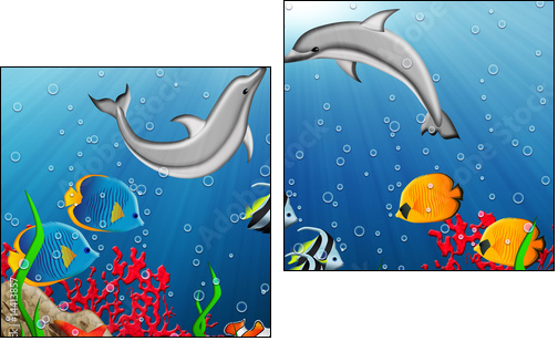 Podwodny świat delfinów – bajkowe tropiki
 - Obraz dwuczęściowy, Dyptyk