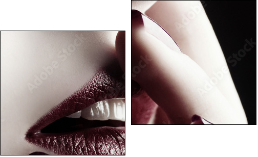 Close-up of lips and nails  - Obraz dwuczęściowy, Dyptyk