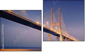 sunrise on Vasco da Gama bridge - Obraz dwuczęściowy, Dyptyk