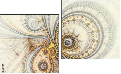 Abstract design of steampunk watch, digital fractal artwork - Obraz dwuczęściowy, Dyptyk