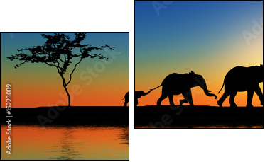 Rodzina słoni w promieniach słońca
 - Obraz dwuczęściowy, Dyptyk