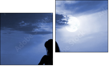 naked girl moonlight 1  - Obraz dwuczęściowy, Dyptyk