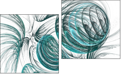 fractal blue smoky marbles - Obraz dwuczęściowy, Dyptyk