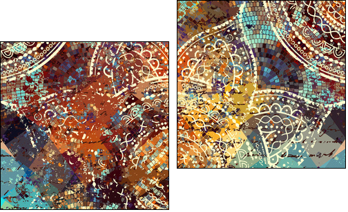 Vector square background. Mandala round decorative ornament pattern. - Obraz dwuczęściowy, Dyptyk
