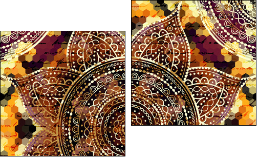 Vector square background. Mandala round decorative ornament pattern. - Obraz dwuczęściowy, Dyptyk