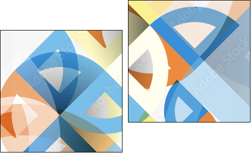 Cut paper circles, mosaic mix geometric pattern design - Obraz dwuczęściowy, Dyptyk