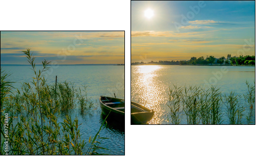 Samotna łódka i wieczorne jezioro
 - Obraz dwuczęściowy, Dyptyk