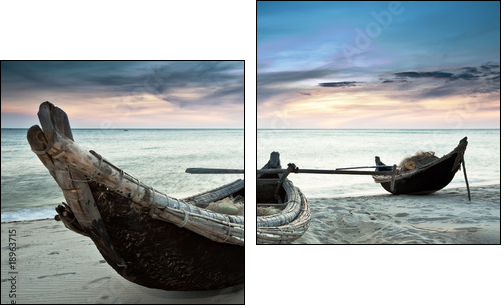 Egzotyczne łodzie na białym piasku
 - Obraz dwuczęściowy, Dyptyk