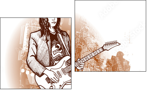 guitarist on grunge background  - Obraz dwuczęściowy, Dyptyk