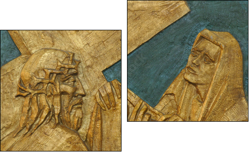 Veronica wipes the face of Jesus  - Obraz dwuczęściowy, Dyptyk