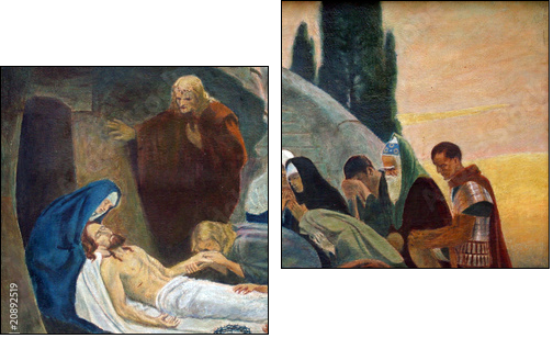 Jesus is laid in the tomb and covered in incense  - Obraz dwuczęściowy, Dyptyk