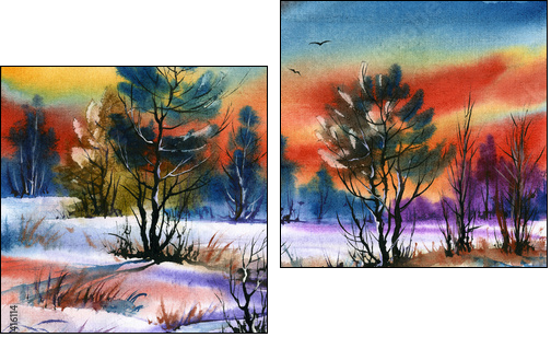 water colour landscape  - Obraz dwuczęściowy, Dyptyk