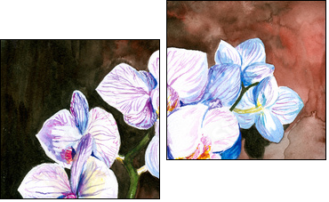 Orchidea malowana akwarelą - Obraz dwuczęściowy, Dyptyk