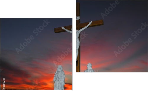 jesus on the cross  - Obraz dwuczęściowy, Dyptyk