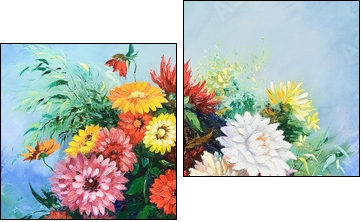 Bouquet of wild flowers in a vase  - Obraz dwuczęściowy, Dyptyk